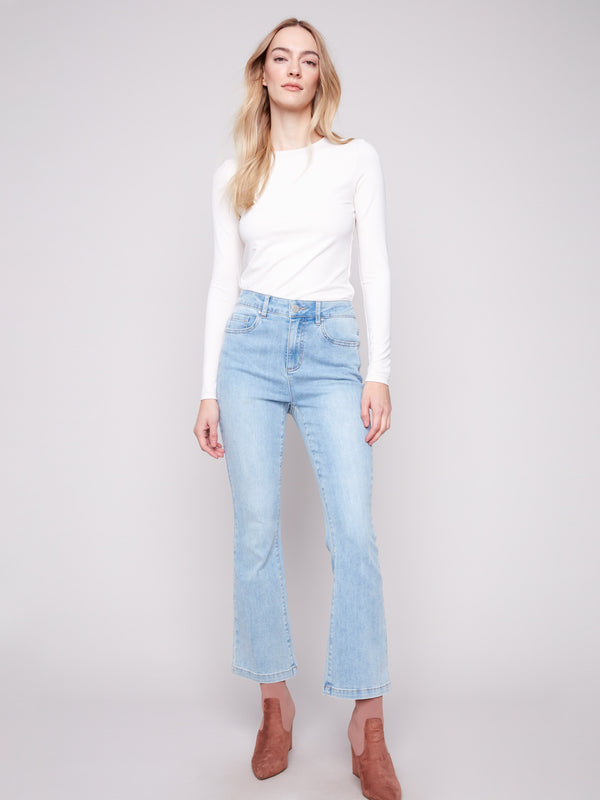 Bootcut Stretch Denim Pants - Light Blue