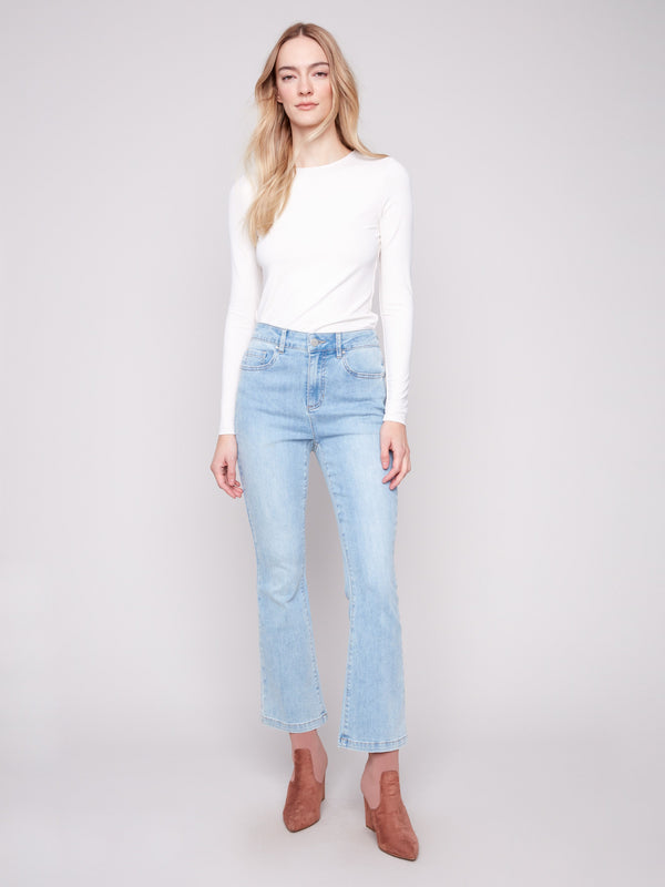 Bootcut Stretch Denim Pants - Light Blue