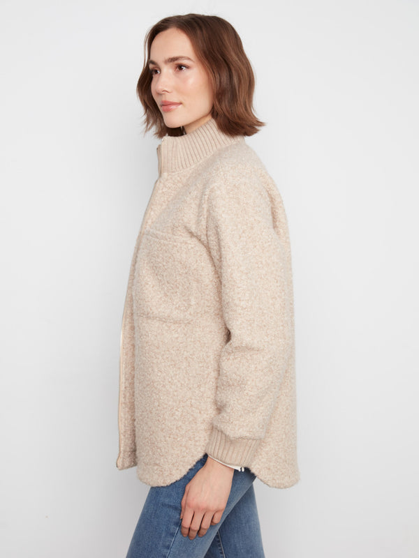 Bouclé Zip-Up Jacket - Heather Almond