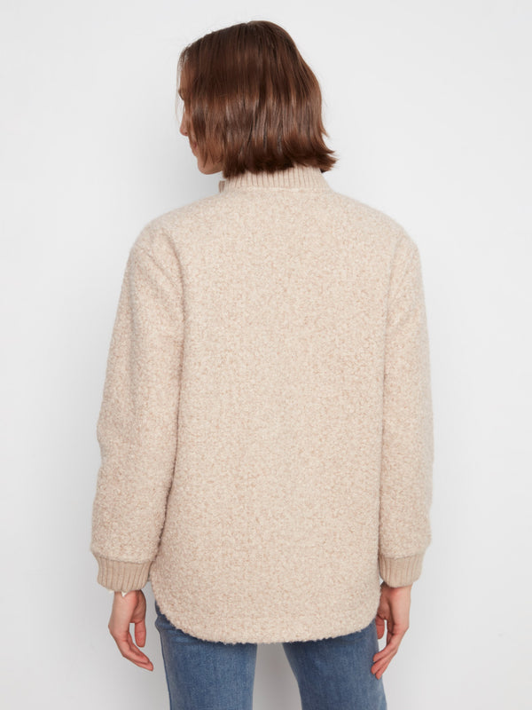 Bouclé Zip-Up Jacket - Heather Almond