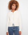 This cardigan features a crew neckline and floral embroidery on soft jacquard knit, perfect for cozy elegance by Charlie B.