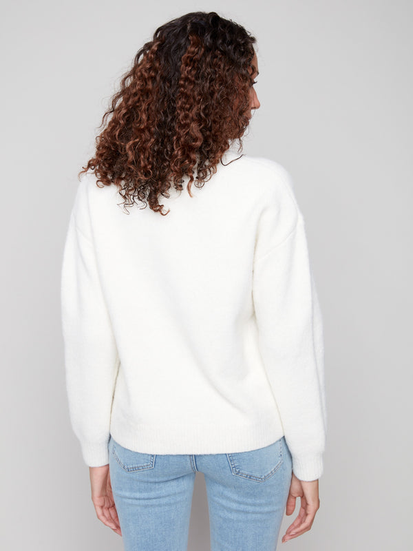 Cherry Fuzzy Drop Shoulder Sweater - Cherry