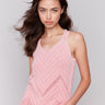 Guava sleeveless knit camisole with chevron detail by Charlie B.