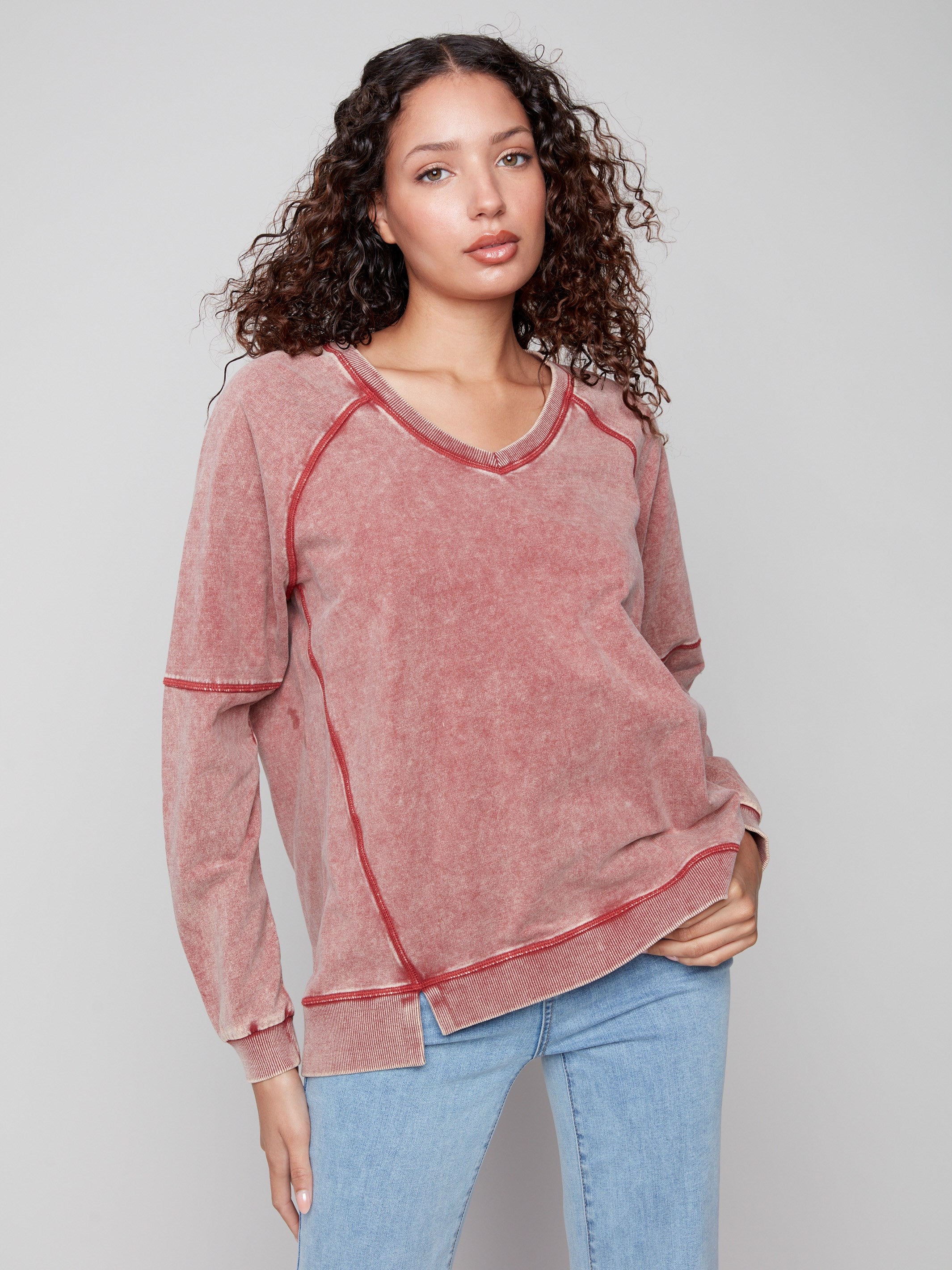 Cabernet top highlighting a relaxed fit, perfect for laid-back days by Charlie B.