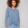 Denim V-neck top with a relaxed fit, perfect for casual outings and offering effortless style by Charlie B.