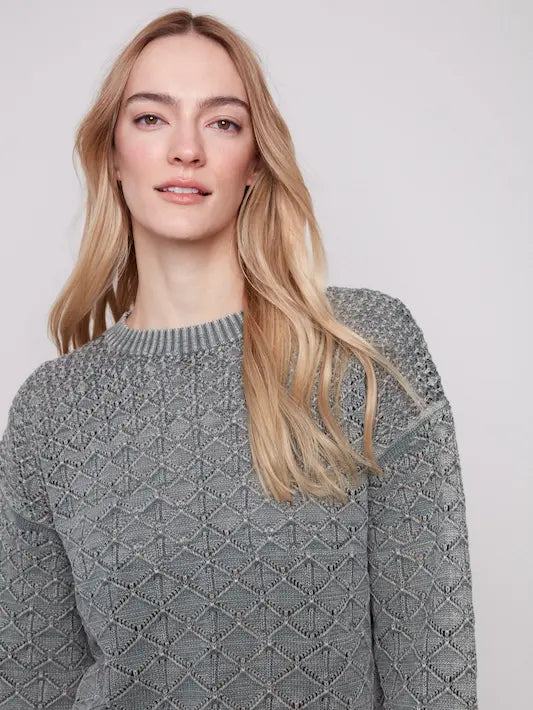 Cold Dye Pointelle Sweater - Spruce