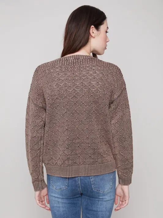Cold Dye Pointelle Sweater - Mocha