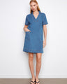 Denim dress with a collared V-neck, showcasing a relaxed fit that offers comfort and style effortlessly by Charlie B.