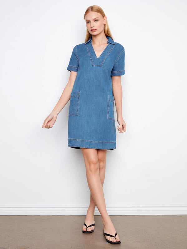 With its relaxed fit, this denim dress ensures ease of movement while maintaining a fashionable appearance by Charlie B.