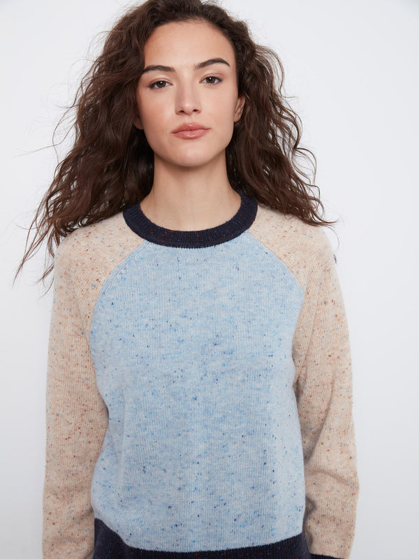 Color Block Knit Sweater - Iris