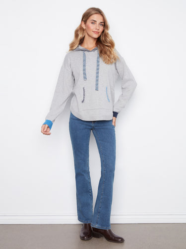 Crafted from 100% cotton, this gray hoodie ensures breathability and softness for all-day wear by Charlie B.