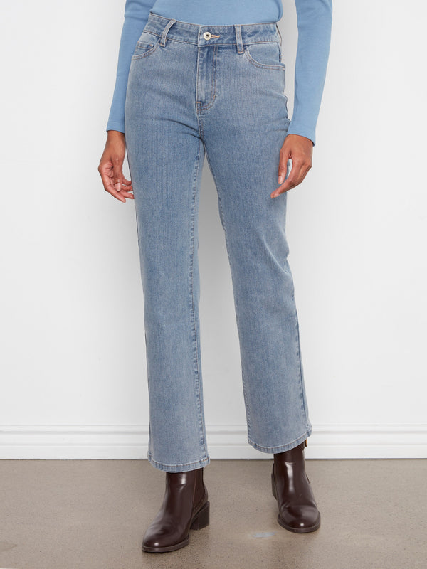 Corduroy Straight Leg Pants - Denim