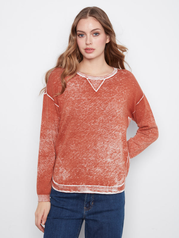 Cotton Crew Neck Sweater - Ginger