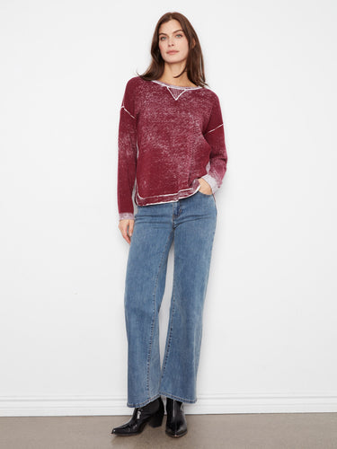 Long sleeves add to the cozy feel of this washed finish sweater, designed in breathable 100% cotton by Charlie B.