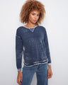 Midnight blue sweater with a classic crew neckline and long sleeves, highlighted by a washed finish for added style by Charlie B.