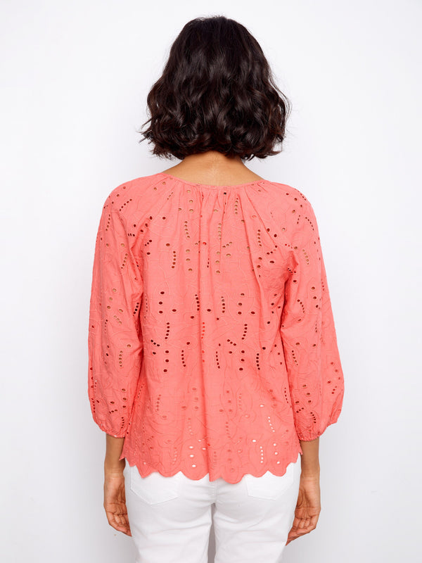 Cotton Eyelet Blouse - Sorbet