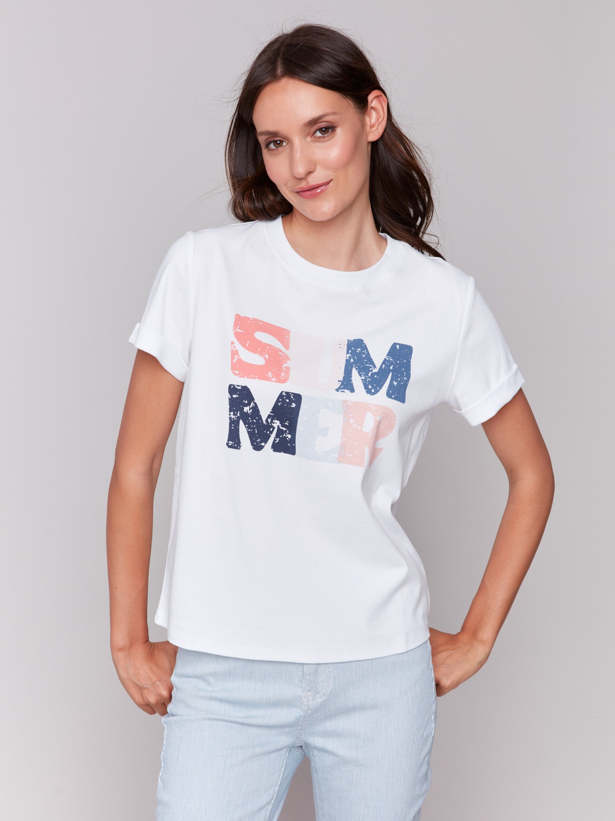 Cotton t-shirt with relaxed fit and bold 'SUMMER' graphic by Charlie B.
