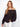 Black cotton blouse with elastic cuffs and lace-up front, featuring openwork trim by Charlie B.