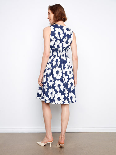Fashionable front-zip closure on this floral print dress enhances its modern look. By Charlie B.