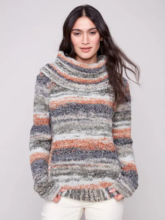Cowl Neck Cable Knit Sweater - Autumn