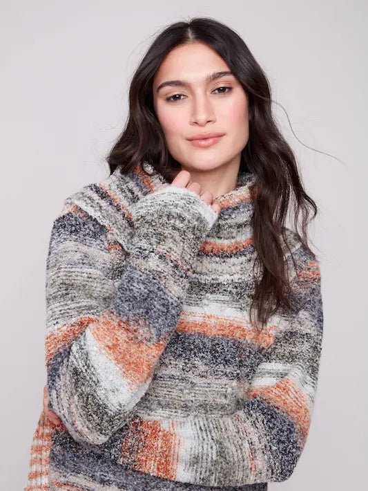 Cowl Neck Cable Knit Sweater - Autumn