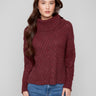 Cabernet sweater with a relaxed fit and diagonal cable knit, perfect for cozy days by Charlie B.