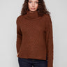 Sepia sweater featuring a cozy cowl neckline, perfect for chilly days. The relaxed fit adds comfort and style by Charlie B.