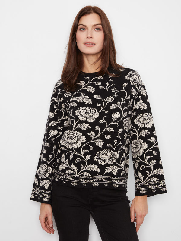 Crew Neck Jacquard Sweater - Rococo
