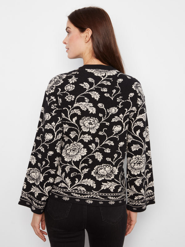Crew Neck Jacquard Sweater - Rococo