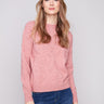 Primrose sweater with a crew neckline and knit cuffs, featuring beautiful tonal embroidery by Charlie B.
