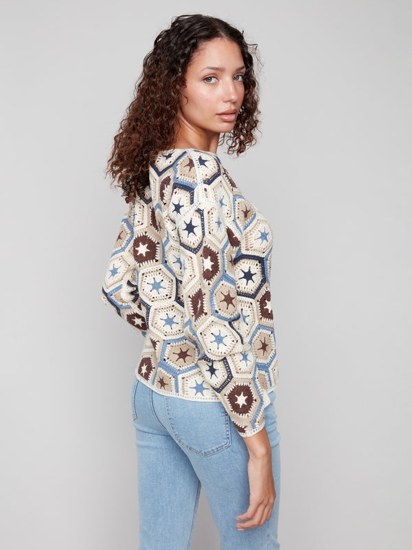 Crochet Boat Neck Top - Oxford