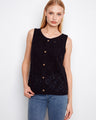 Elegant sleeveless top featuring a crochet design with button-up front, perfect for layering in style by Charlie B.