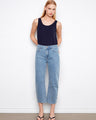 Denim jeans featuring a stylish barrel leg, perfect for a modern casual look. Crafted from stretch denim for comfort by Charlie B.