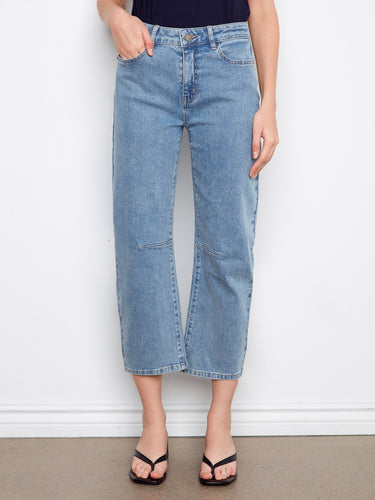 These cropped length jeans offer versatile styling options and are made from high-quality stretch denim fabric by Charlie B.