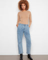 Ankle-length barrel leg jeans in blue with stylish patch pockets and a comfortable fit by Charlie B.