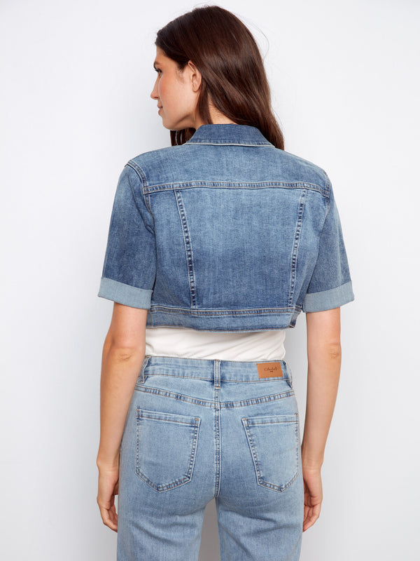 Cropped Denim Jacket - Medium Blue