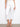 Cropped length white pants with floral hem trim, adding elegance to your style by Charlie B.