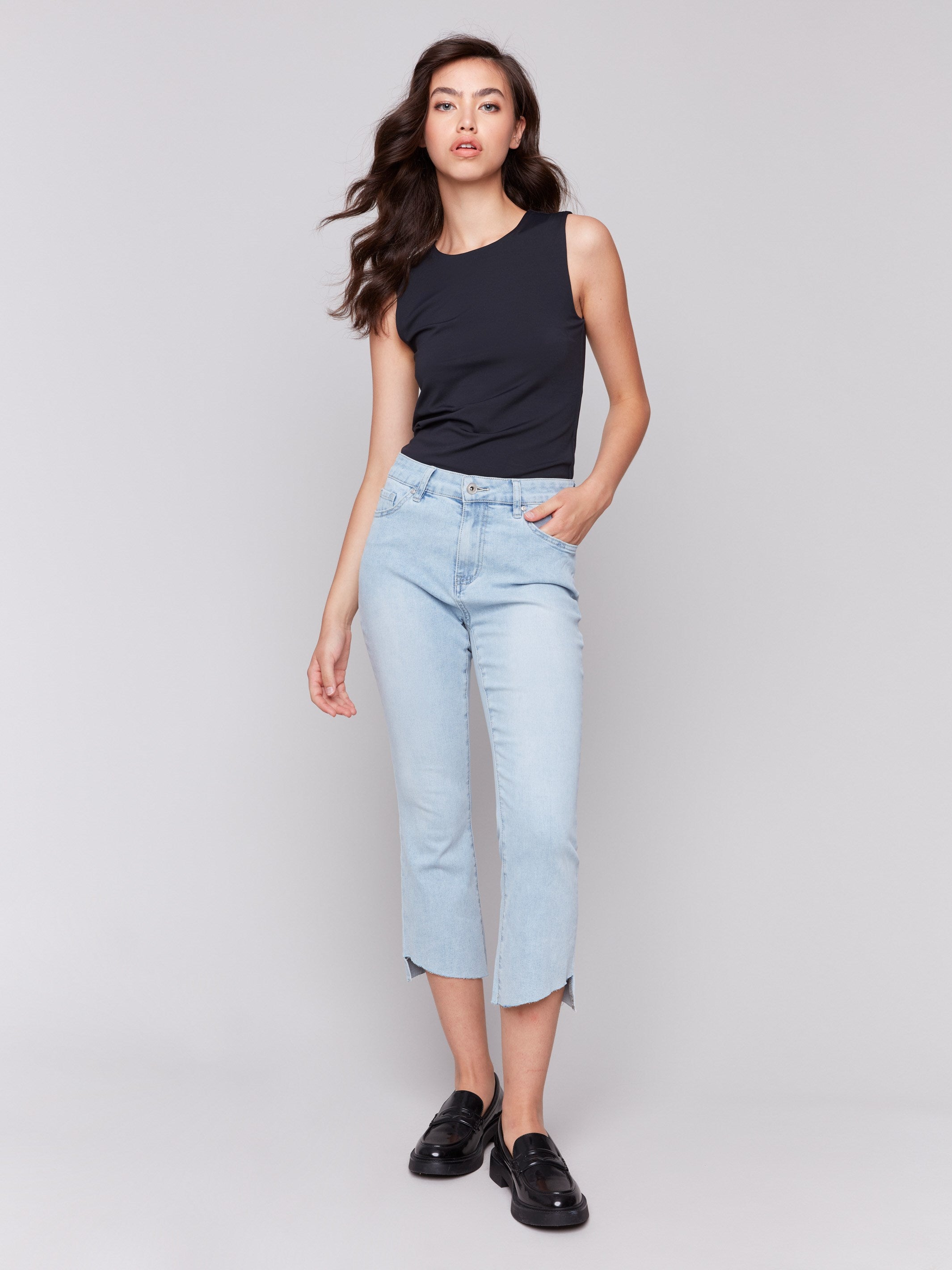 Straight fit light blue jeans with a modern twist by Charlie B.