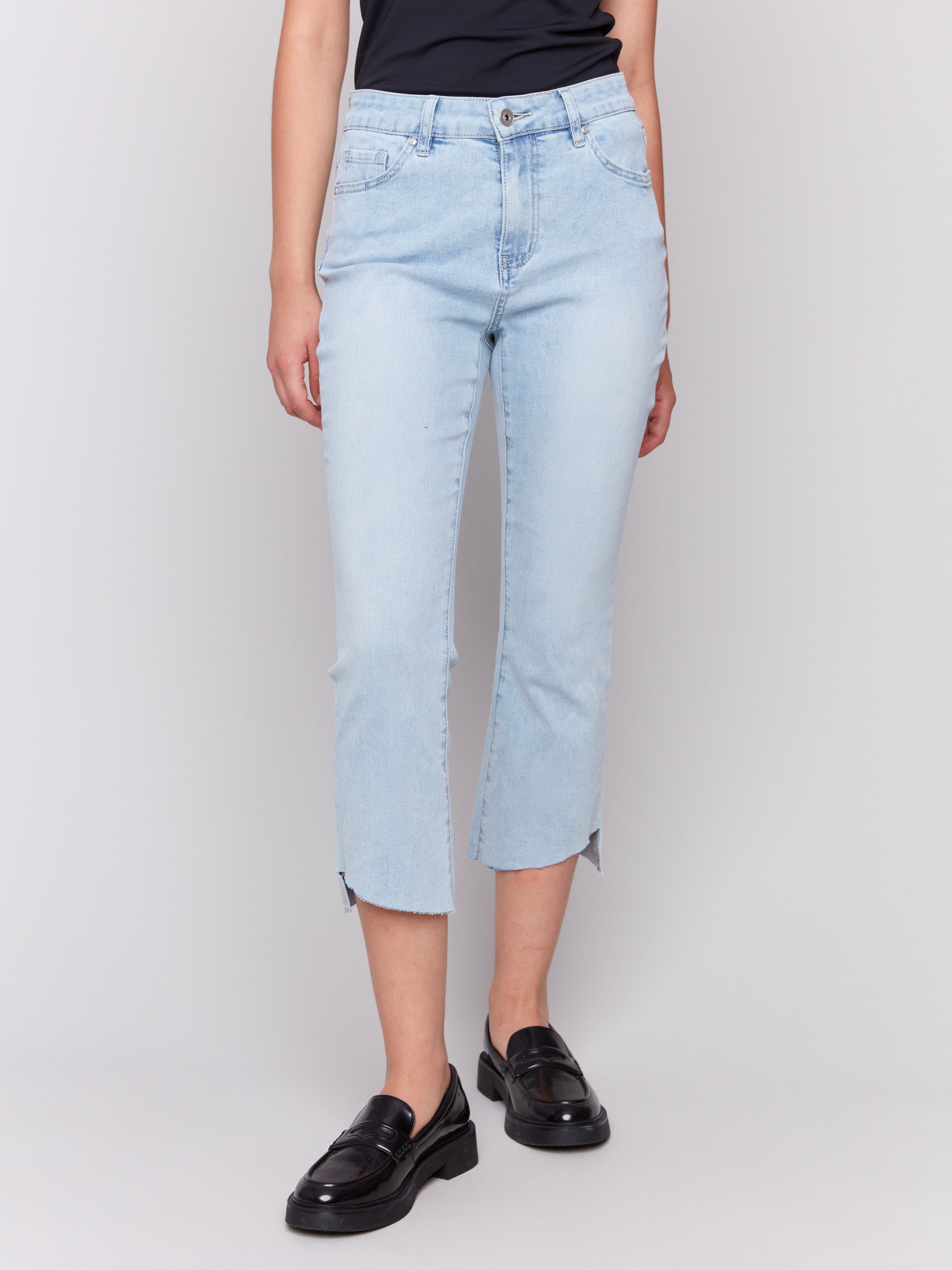 Cropped length denim perfect for casual outings by Charlie B.