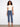 Cropped jeans in medium blue with a straight fit, adorned with a unique contrast scallop cuff and five-pocket style by Charlie B.
