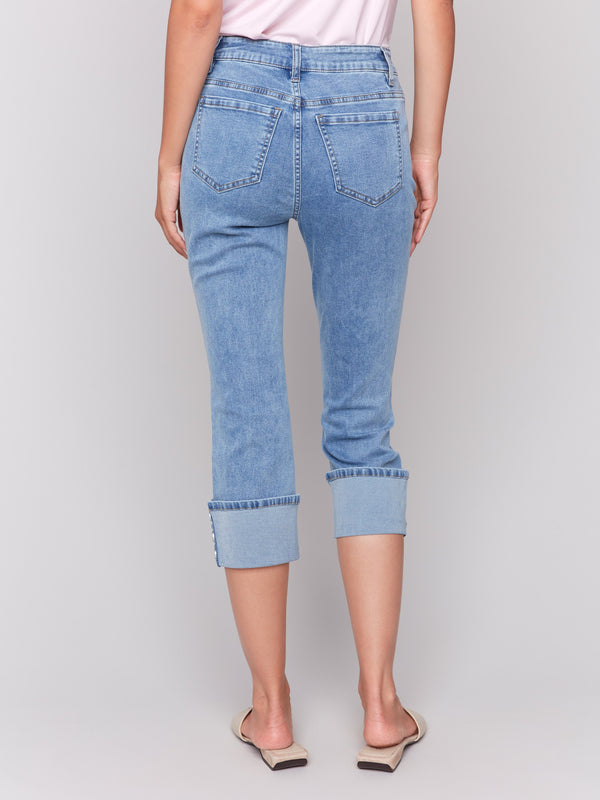 Regular rise waist cropped jeans in a stylish design by Charlie B.