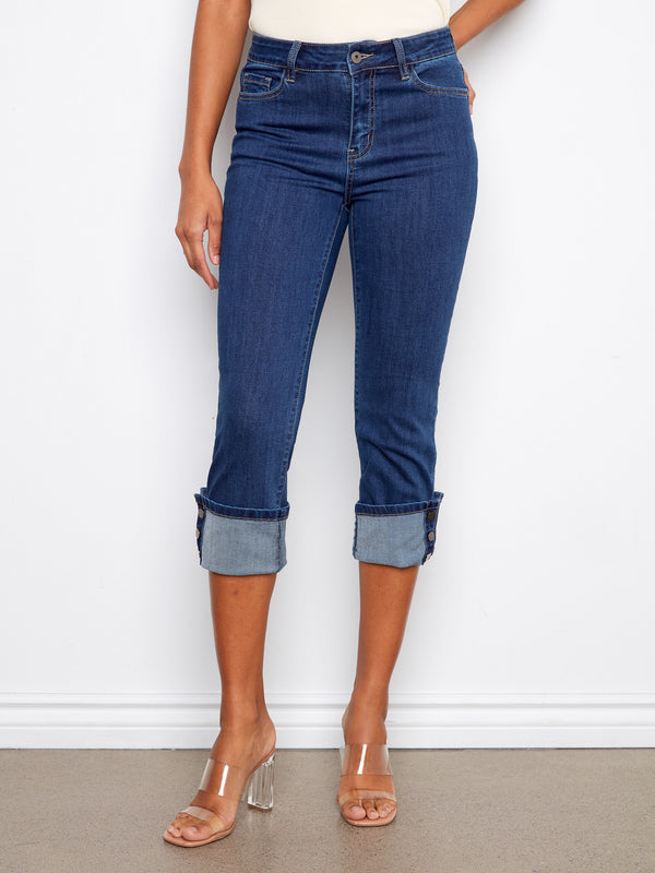 These jeans feature a chic cropped length, making them ideal for showcasing your favorite footwear by Charlie B.