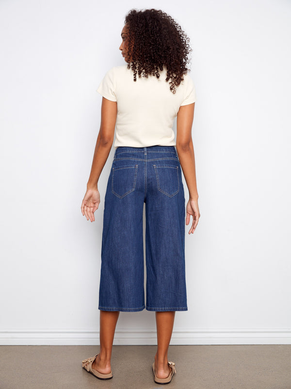 Crafted from stretch denim, these regular rise culottes ensure both comfort and flexibility for everyday wear by Charlie B.