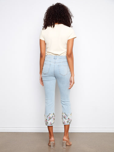 These stylish five-pocket design jeans offer a slim silhouette and are ideal for versatile wear by Charlie B.