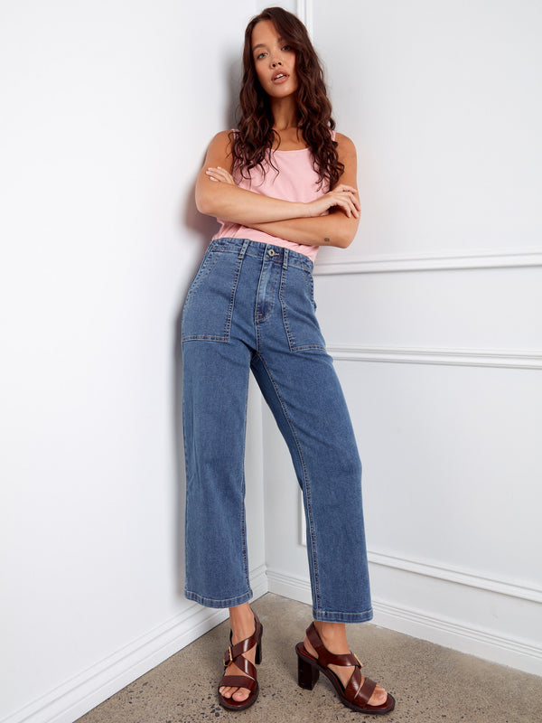 The straight fit of these jeans complements any top while providing an effortlessly chic look. By Charlie B.