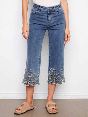 Crafted in stretch denim, these cropped jeans offer both comfort and style. The five-pocket design is practical for everyday wear by Charlie B.