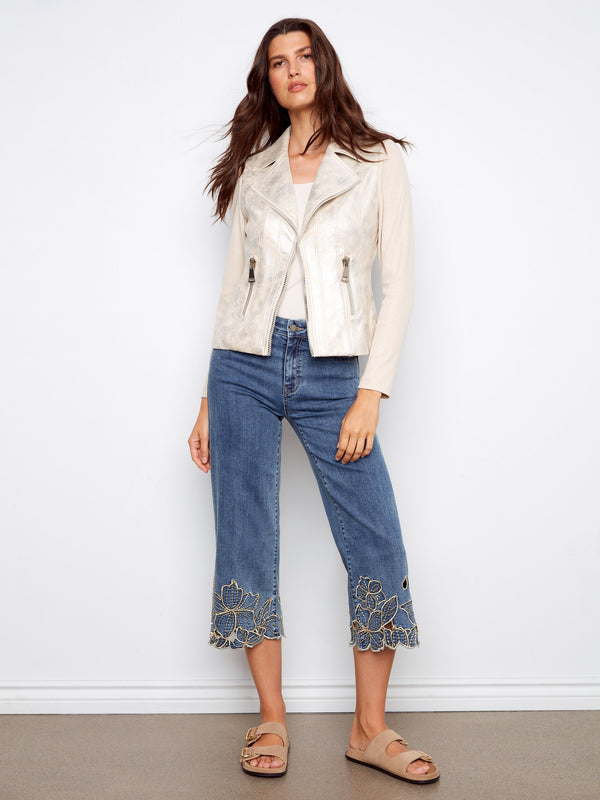 Regular rise stretch denim pants that blend comfort with contemporary style effortlessly. Designed by Charlie B.