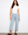Wide leg denim pants with stylish side button details by Charlie B.