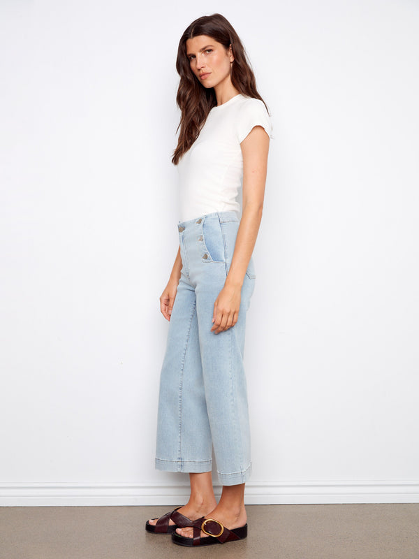 Stretch denim trousers in a flattering regular rise design by Charlie B.