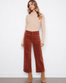 Ginger-colored wide leg corduroy pants featuring ankle length and a button closure, perfect for casual outings by Charlie B.